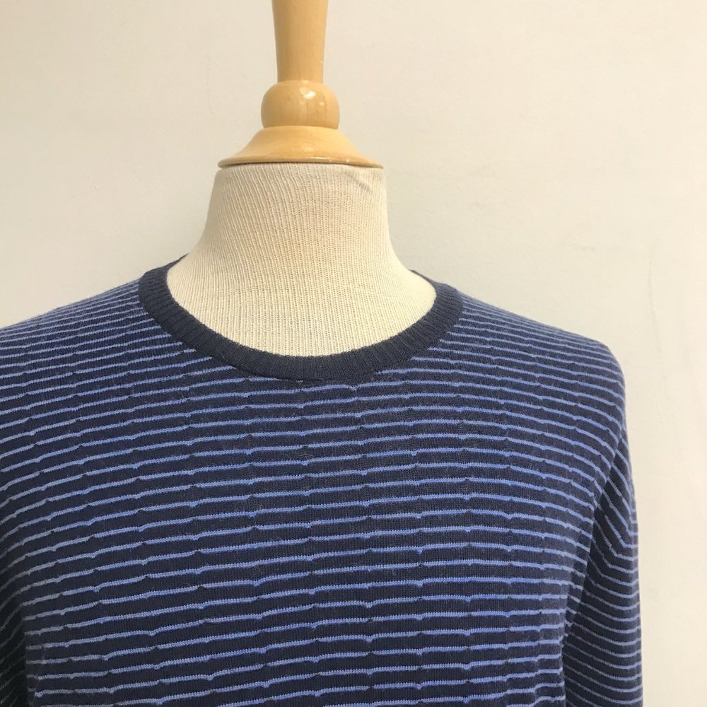 MARIA DI RIPABIANCA navy blue stripe fine wool SWEATER Italy i50 M